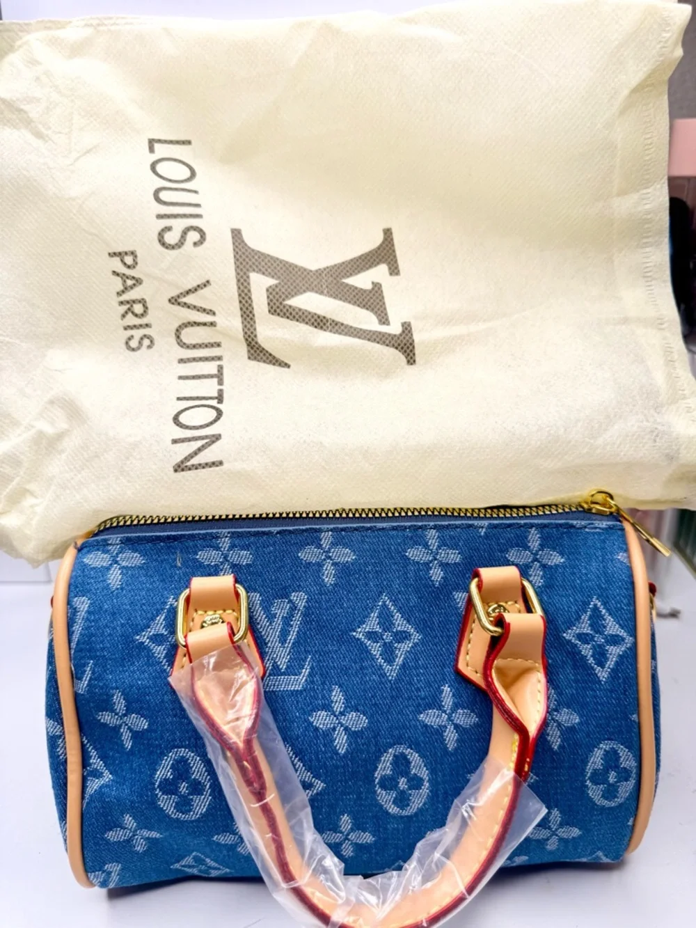 Fashion Blue Denim Monogram Speedy Bandoulière Mini Bag - Picture 5 of 5